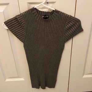 Express silver stripped short sleeve short sz Med